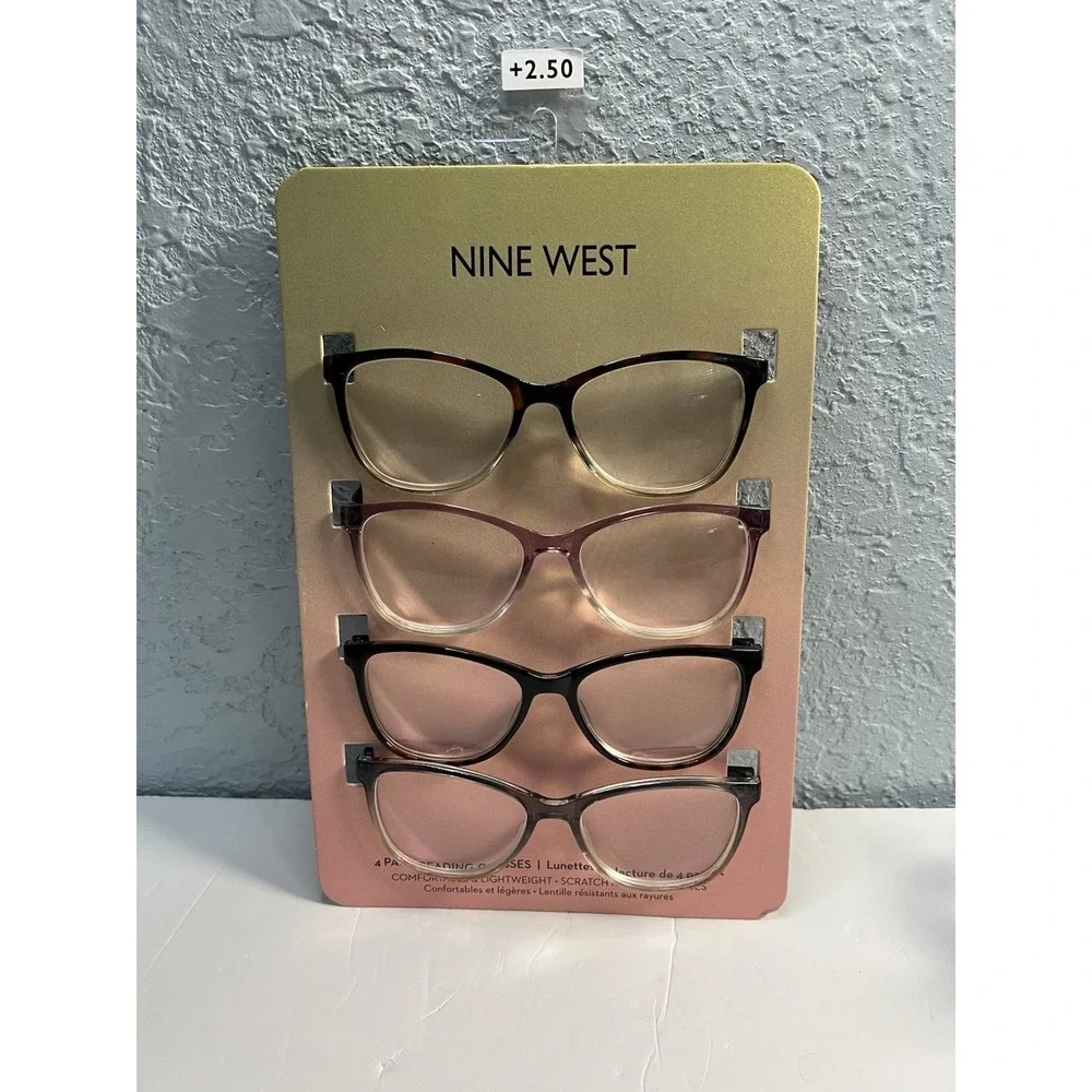 Nine West +2.50 Readers  Women's 4 Pack Premium Reading Glasses Multi-Color